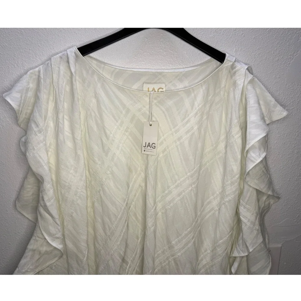 JAG White Textured Ruffle Sleeve Kaftan Beach Cover Up Dress NWT M/L